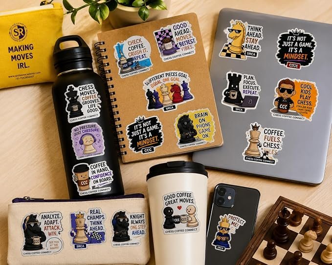 SRCA chess theme stickers pack of 2 sheets - image 3