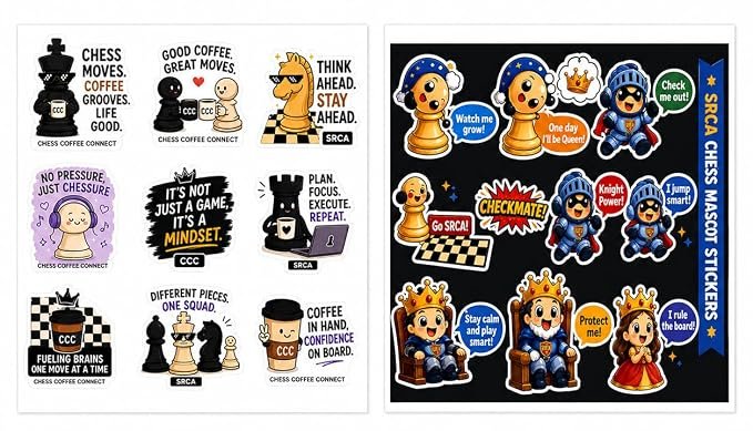 SRCA Chess Stickers Pack of 2 Sheet