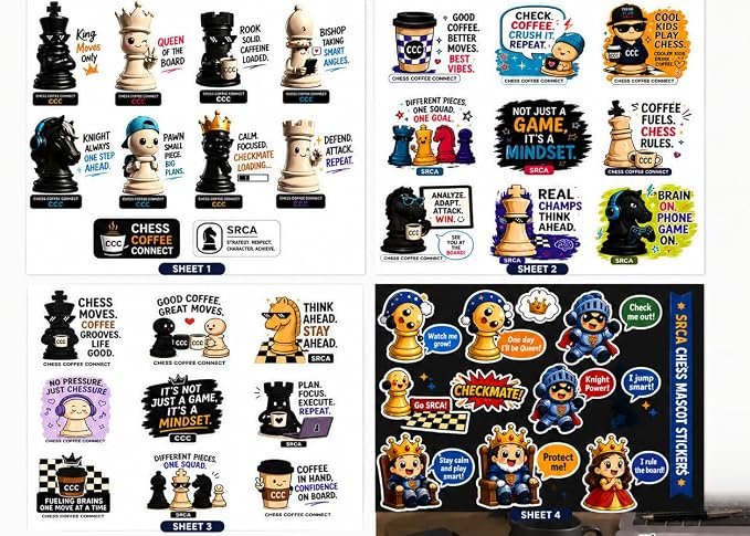 SRCA Chess Stickers (Pack of 4 Sheets)