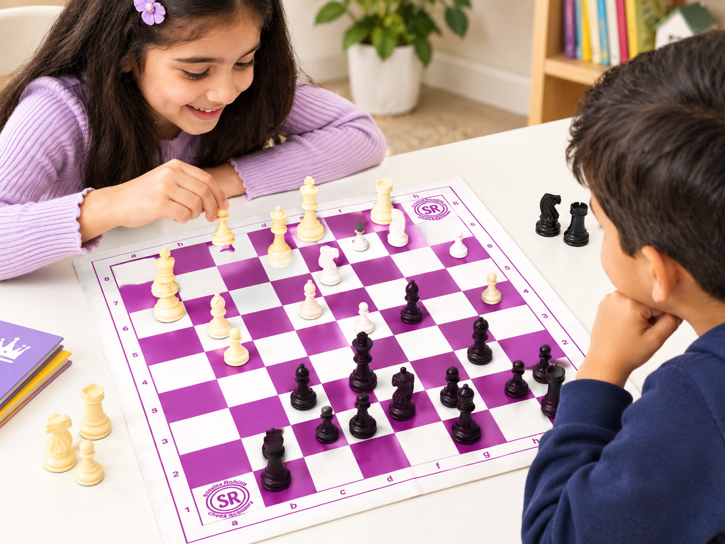 SRCA 17.5inch Foldable Chess Mat (Pink) With Premium Heavy Chess Pieces - image 3