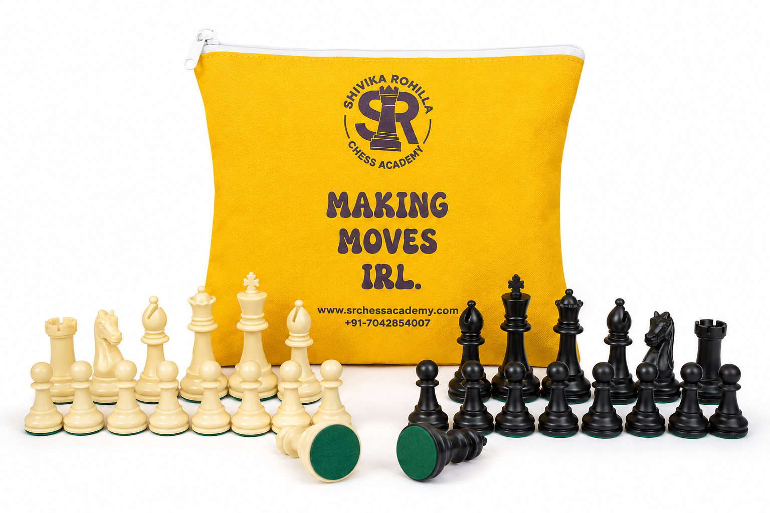 SRCA Premium 32 Chess Pieces With Cool Chess Pouch (Yellow) - image 4