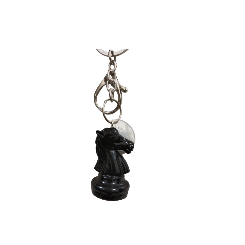 SRCA Knight Chess Piece Black Metal Resin Baghanging