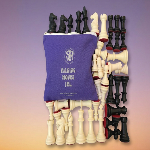 SRCA Premium 32 Chess Pieces With Cool Chess Pouch (Purple)